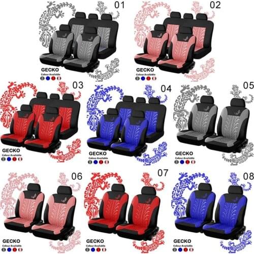 4/9-piece Set Universal Car Seat Covers With Gecko Pattern Tire Track Detail Styling Protector Covers For Car Truck Accessories