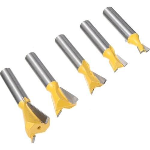 5Pcs 8mm Carbide Dovetail Joint Router Bit Dovetail Tungsten Milling Cutters Slotting Woodworking Cutter Tools For Chip Wood