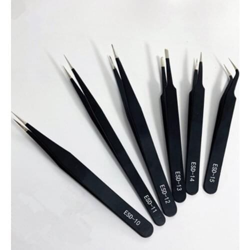 50PCS Anti-Magnetic Fine ESD- 11 Tweezer for Eyelash Extensiozers Stainless Steel Nail Rhinestone Nippers Wholesales MAKARTT