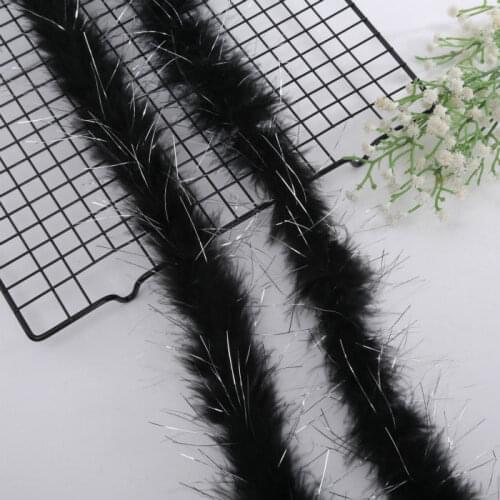 Black Turkey Feather Faux Fur Strips Cloth Coat Accessory Coat DIY Grass Collar Hat Dress Strip Garment edge piping Materials