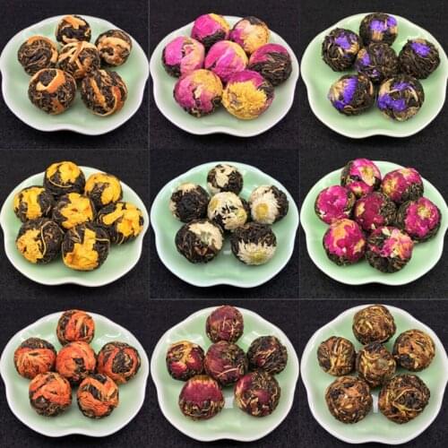 Handmade Black Tea Pu'ER Yunnan Longzhu Combination Ball Flower ScentedJasmine Osmanthus Lily Rose Tea