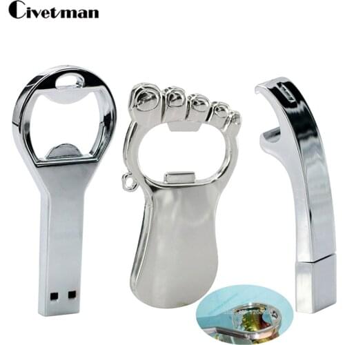 Pen Drive Metal Bottle Opener USB Flash Drive 128GB 64GB 32GB 16GB 8GB USB Flash Memories Pendrives 256GB USB 2.0 Memory Stick