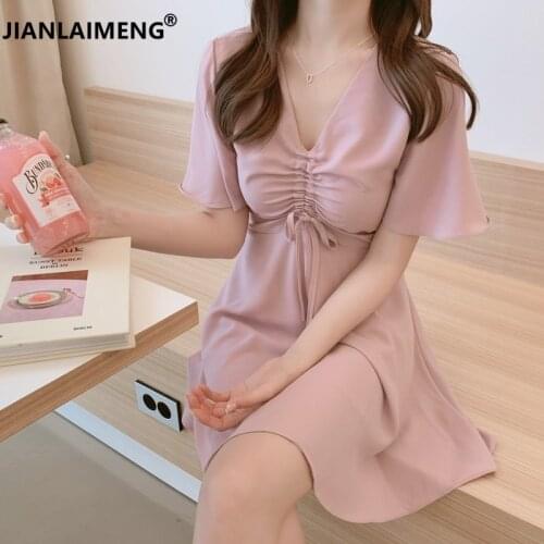 JIANLAIMENG Pink Summer Dresses