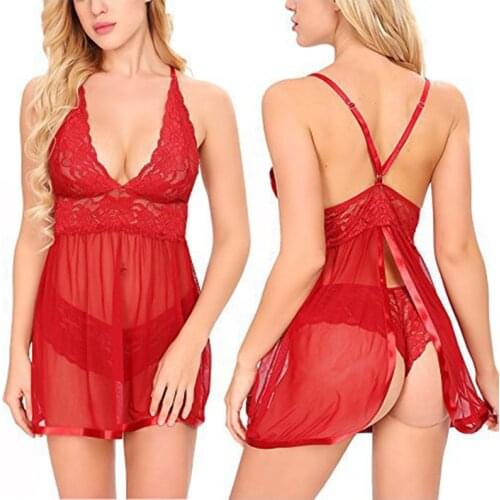 Robe Sets Sexy Pajamas Two Pieces Shorts Set Women Sexy Underwear Summer Sexy Transparent Lace Mesh Halter Sexy Sleepwear