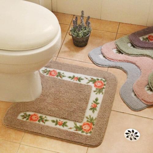 Microfiber Toilet Bath Rug U-Shaped Non Slip Absorbent Thick Soft Washable Bathroom Rugs Floor Carpet Bath Mat for Bat