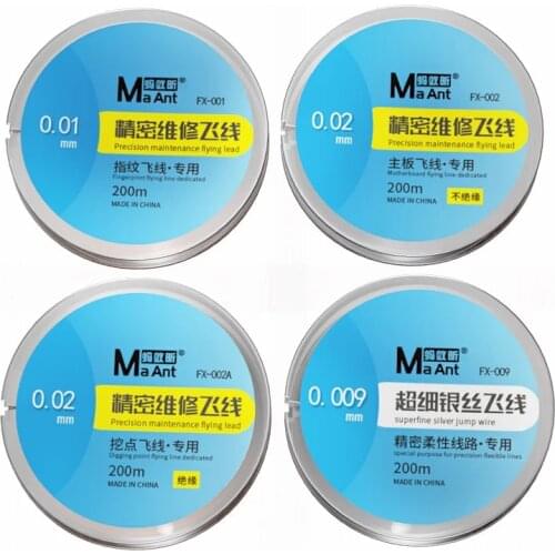 MaAnt 200M Superfine Silver Jump Wire No Breakpoint Flying Line For iPhone Motherboard PCB Chip Fingerprint Welding Point Repair