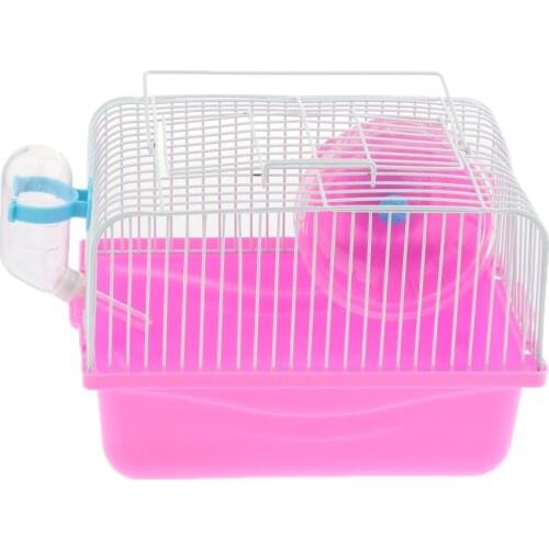 Small Animal Carrier Rodent Mini Pet Cage, Includes Wheel, Drinks Bottle and Food Dish, for Hamsters & Gerbils