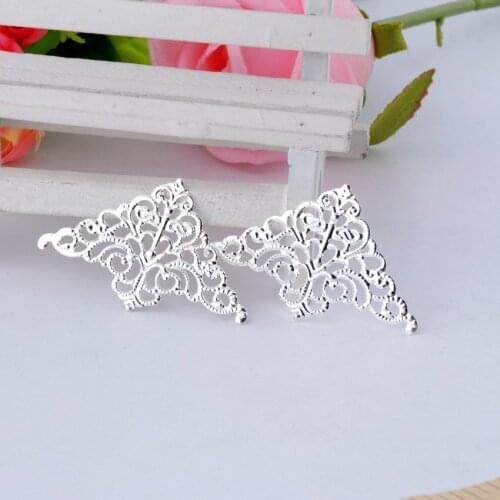 MIAOCHI 50Pcs Silver Plated Filigree Wraps Connectors Metal Crafts Gift Decoration DIY Findings 5.1x3.2cm J2726