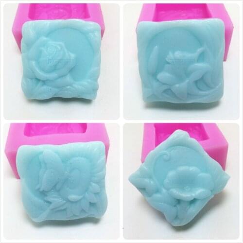 Morning glory sunflower rose Lily flowers pattern square shape Silicone mold handmade soap mold DIY cake decorating tools
