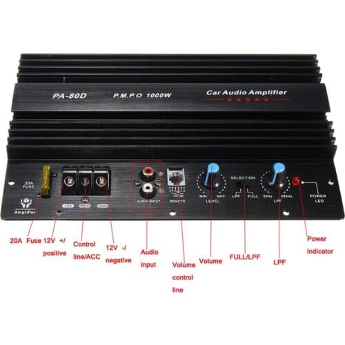 New Board Mono Audio Power Amplifier Powerful Bass Subwoofers Amp for Car Modification PA-80D 12V 1000W New Arrivals