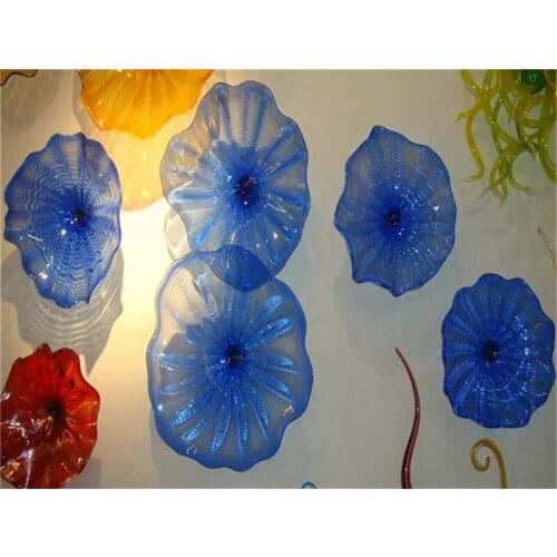 New Style Crystal Blue Color Murano Glass Flush Monted Art Wall Plate