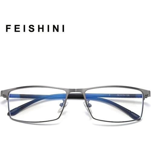 Feishini 2021 Anti Blue Light Eye Glasses Men Blocking Filter Reduces Computer Business Eyewear Improve Comfort Rays Radiation