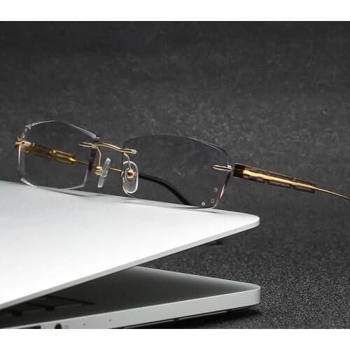 ZIROSAT 2937 Men Titanium Rimless Glasses Frame Male Square Ultralight Man Frameless Myopia Optical Frames Eyewear