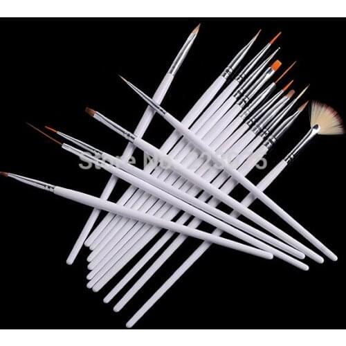 SALE 16pcs White Nail Art Brush make up Brushes Set Nail Paint Design Pen Tools