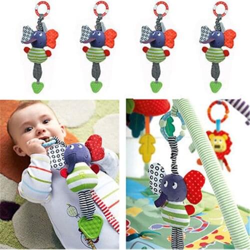 PUDCOCO Kids Music Elephant Lathe Hang Baby Soft Dolls Educational Toys Teether