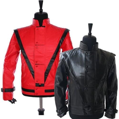 Rare Classic MJ MICHAEL JACKSON Costume Thriller Red & Black Jacket For Fans Imitator Best Gift Halloween Clothing