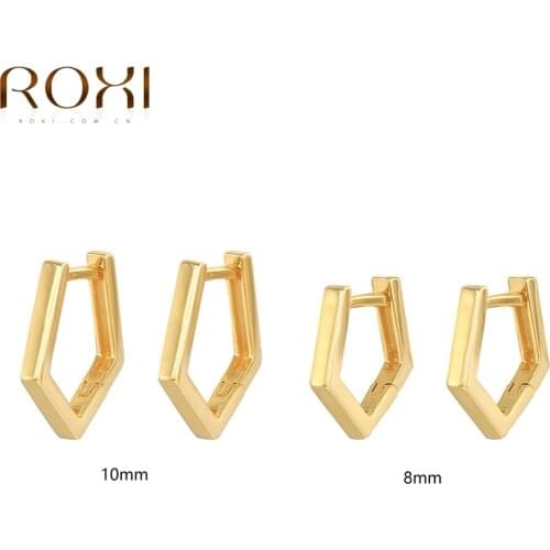 ROXI Geometric Polygon Hoop Earrings For Women 925 Silver Fairy Cartilage Ear Bones On Earrings for Teens Couple Fine Jewelry