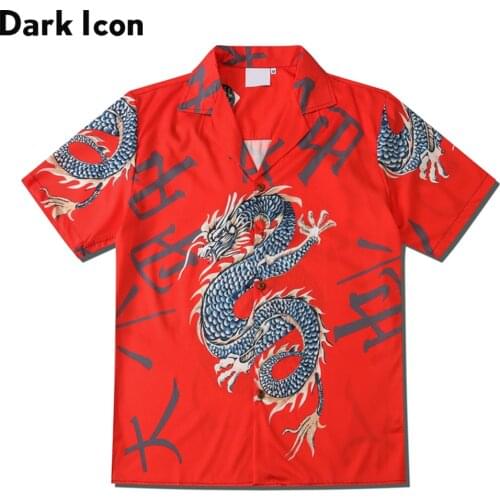 Dark Icon Dragon Chinese Letters Polo Shirt Men Women Summer Hawaiian Shirts Man Streetwear Clothing