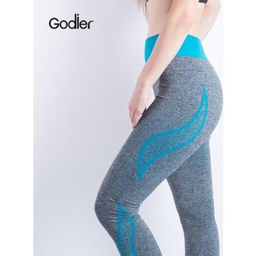 Godier Sexy Women Fitness Leggings Ankle-Length Breathable Seamless Leggings Elastic Push Up Trousers Capris Sport Pants