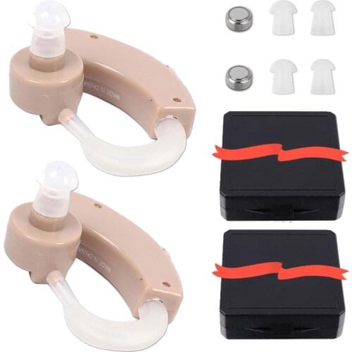 2pcs Hearing Aids with Battery Voice Amplifier Adjustable Tone Hearing Aid Sound Amplifier Hearing Hook for Elderly Health Care
