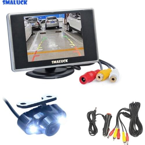 SMALUCK 3.5" TFT LCD Car Monitor Rear View Monitor Reversing Car Backup LED Camera Parking Assistance System
