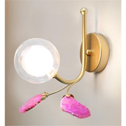 Modern led agate wall lamp Multicolor Glass ball Wall light decor Bedside home lighting bathroom Wall Sconce Luminaire G906