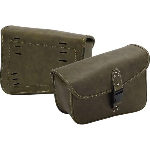 DERI 1PCS Motorcycle Saddle Bag PU Leather Left Side Storage Tool Pouch Saddle Bags Universal alforjas para moto sacoche moto