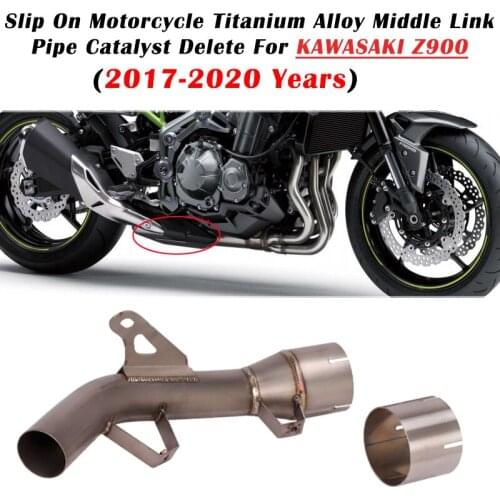 Titanium Alloy Slip On For Kawasaki Z900 Z900e 2017 - 2020 Motorcycle Exhaust Escape Modified Mid Link Pipe Catalyst Delete