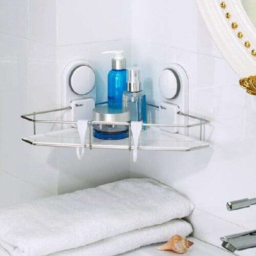 Bathroom sucker corner shelf Single tier stainless steel racks Triangle Shelf Bathroom accessories