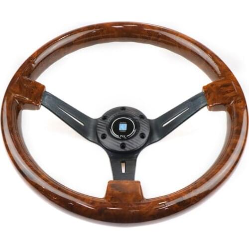 Universal Car 14inch ABS Mahogany Solid Wood Deep concave Racing Steering Wheel