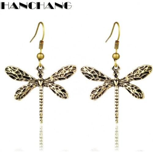Vintage Dragonfly Drop Earrings for Women Accessories female Elegant Movie around Jewelry Earring