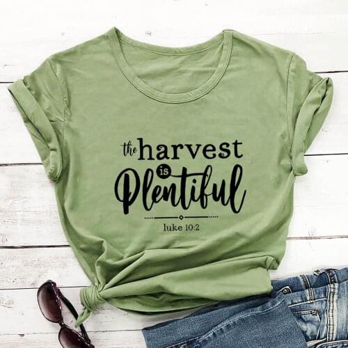The Harvest is Plentiful 100%Cotton Women Tshirt Christian Shirt Unisex Summer Autumn Casual Short Sleeve Top Faith Tee
