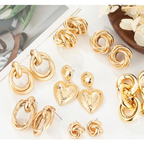 Punk Retro 2021 Bariety Of Metal Ladies Earrings All-Match Fashion Personality Geometric Round Earrings For Women Exquisite Gift