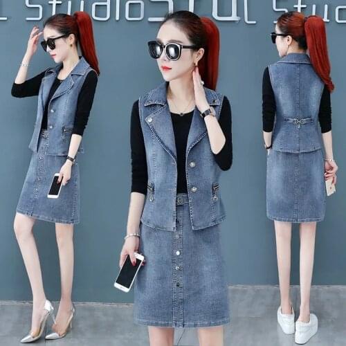 Denim Sets Skirt Womens 2021 Autumn Spring Three Piece Skirt High Quality Outfits For Women Denim Bag Hip Skirt