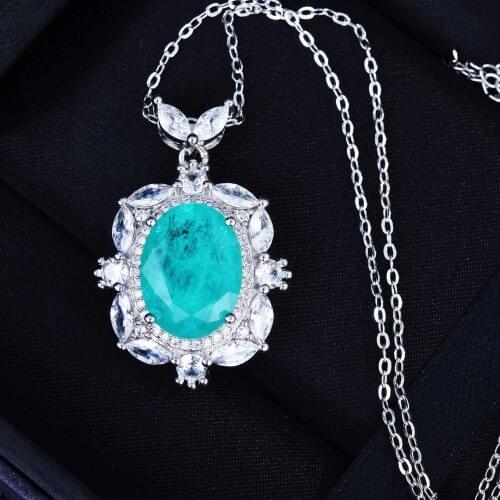 Vintage blue crystal topaz aquamarine gemstones diamonds women pendant necklaces 18k rose gold color choker jewelry bijoux gift