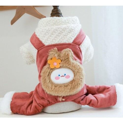 Winter Warm Dog Clothes Velvet Retro Bloomers Four-Legged Coat Pet Puppy Jumpsuit Dog Clothing Costumes for Small Dogs Chihuahua