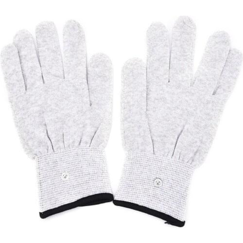 1Pair Magic Pulse Massage Gloves Silver Fiber Conductive Electrotherapy Massage Electrode Gloves Use For Tens Machine