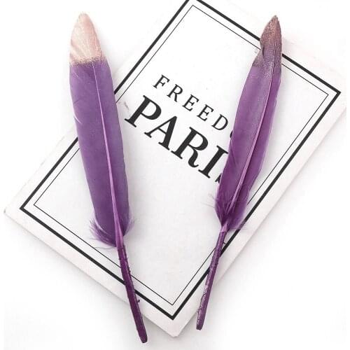 100pcs,Real Colorful feather,Craft golden goose feather for wedding party home decoration accessories,DIY bookmark gift Card