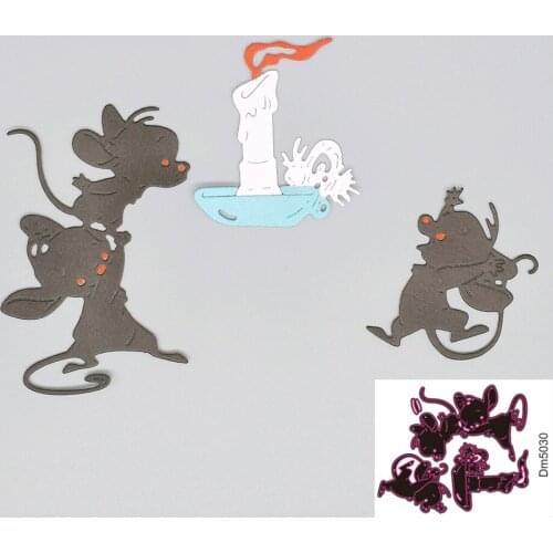 3 mice stealing oil candle metal cutting mold scrapbook DIY photo album photo frame decoration card