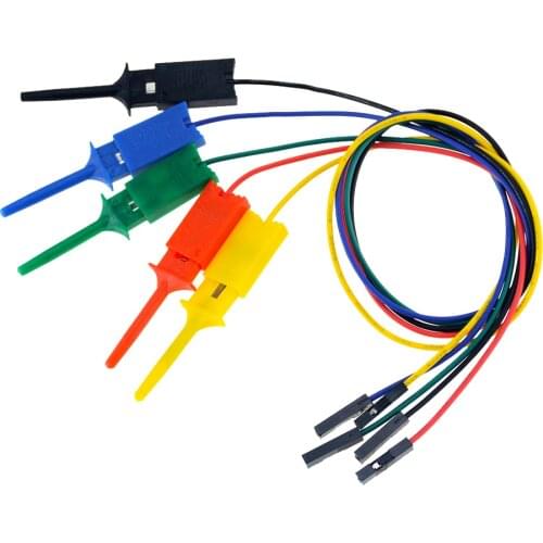5PCS 30CM Female Head Line To Flat Test Hook Clip Logic Analyzer Cable Gripper Probe Test Clamp Kit Test Flat Hook Connection