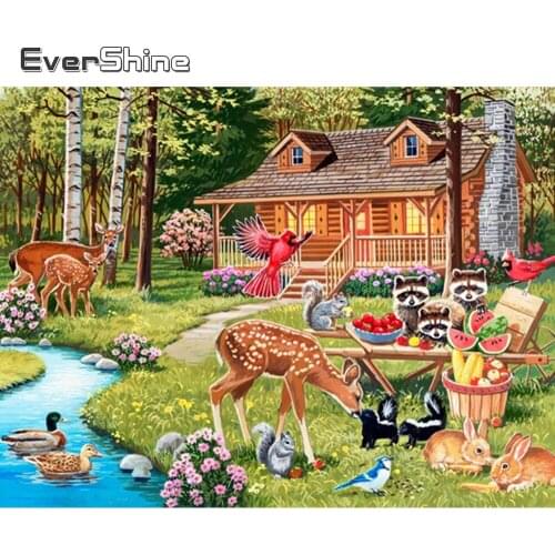 Evershine Diamond Painting House 5D DIY Mosaic Full Layout Diamond Embroidery Scenery Cross Stitch Kits Decor For Home
