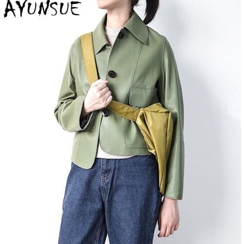 AYUNSUE 2021 Genuine Leather Jacket Women Spring Natural Sheepskin Coat Female Korean Style Short Clothes Veste Cuir Femme LW50