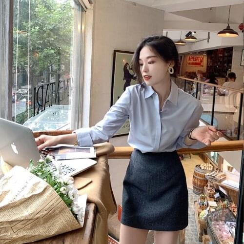 Blouse Women Shirt Pumpkin Valley Gold Rose Top Womens 2021 Spring Blue With Long Sleeves Shirt Blusas Mujer De Moda