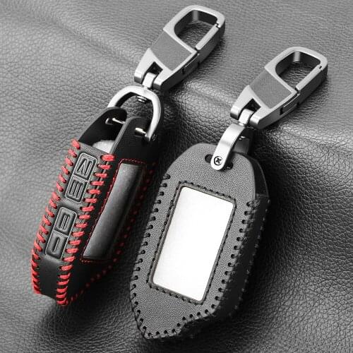 Genuine Leather Key Case Cover For Sher-khan Mobicar A Mobicar B Safety In Two Senses Car Alarm System Russian Version Fob