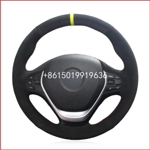 Customized DIY Black Suede Hand Sewing Steering Wheel Cover for BMW F20 2012-18 F45 2014
