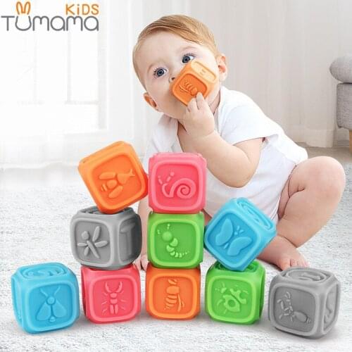 Tumama 10set Baby Blocks Soft Baby Building Blocks For Toddlers Teething Chewing Toys Educational Baby Bath Toys For Baby 0-12