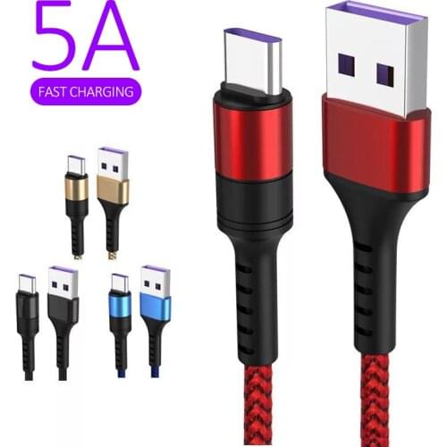 USB Type C Cable Fast Charge Wire Type-C Charging Cable Super Fast Charge Data Line 5A Data Line For Huawei Xiaomi TSLM1