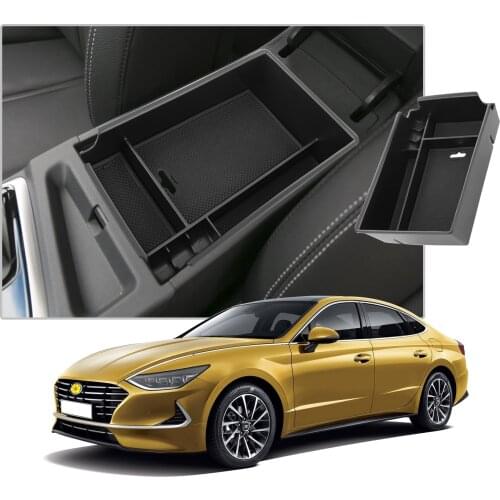 RUIYA For Sonata DN8 10th 2020 Car Armrest Box Storage Central Control Container Auto Interior Organizer Accessories Black