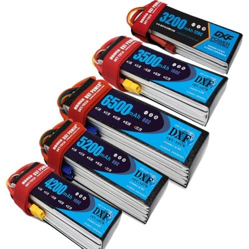 DXF Lipo Battery 2S 3S 4S 6S 5200mAh 6500mAh 6200mAh 7000mAh 3200mAh 3500mAh 4200mAh 74V 11.1V 14.8V 22.2V T XT60 EC5 RC Parts