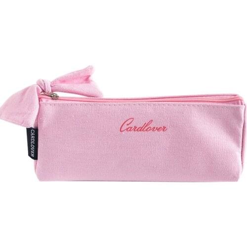 Kawaii Canvas Bow-knot Pencil Case High Capacity Pencil Bags Pouch Penalty For Girls School Supplies Korean Stationery Storage